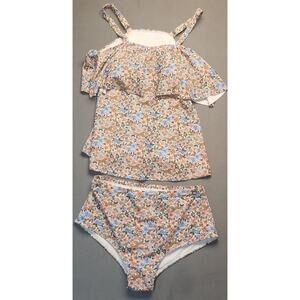 NEW Kim Curvy 16W Floral High Waist Bikini Tankini‎ Swimsuit